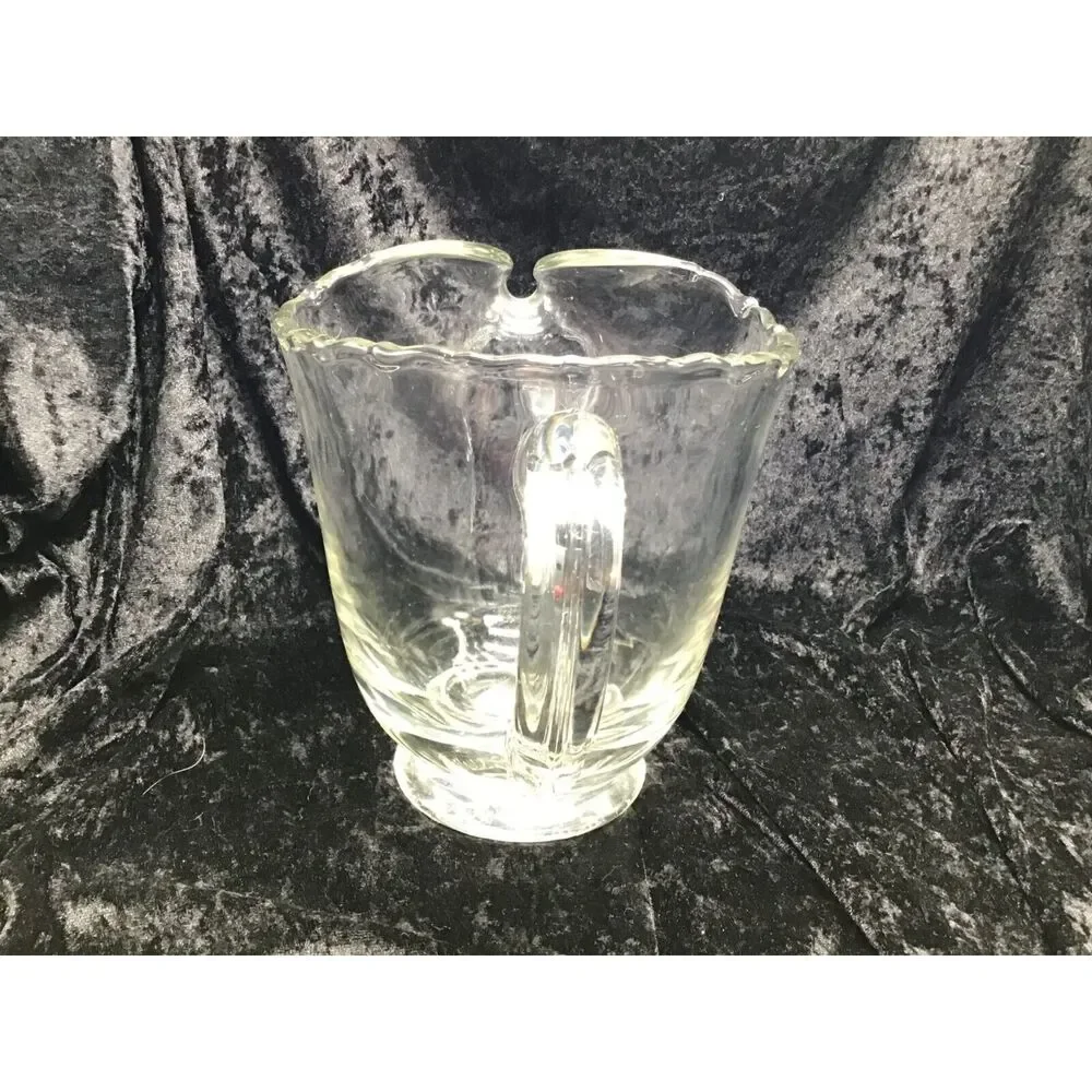 Vintage Fostoria Glass Ice Lip Water Pitcher Clear Mid Century Glassware Cottage
